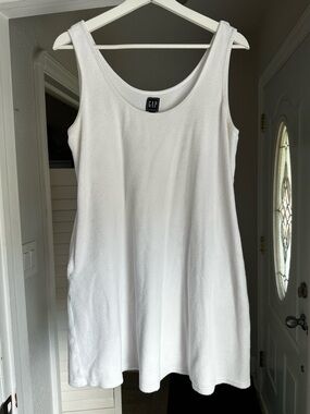 women's ultrasoft denim square-neck mini dress by gap I tried on a bunch of Gap dresses that are all on sale 12 of the best ones if you're in your 40s or beyond